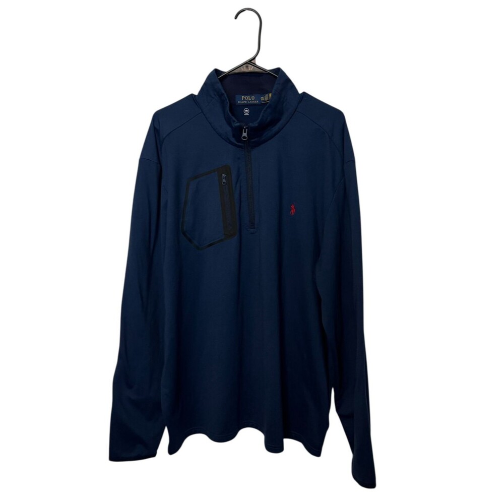 Polo Ralph Lauren Sweater Mens 2XL Navy Wicking 1/4 Zip Performance Jersey Golf